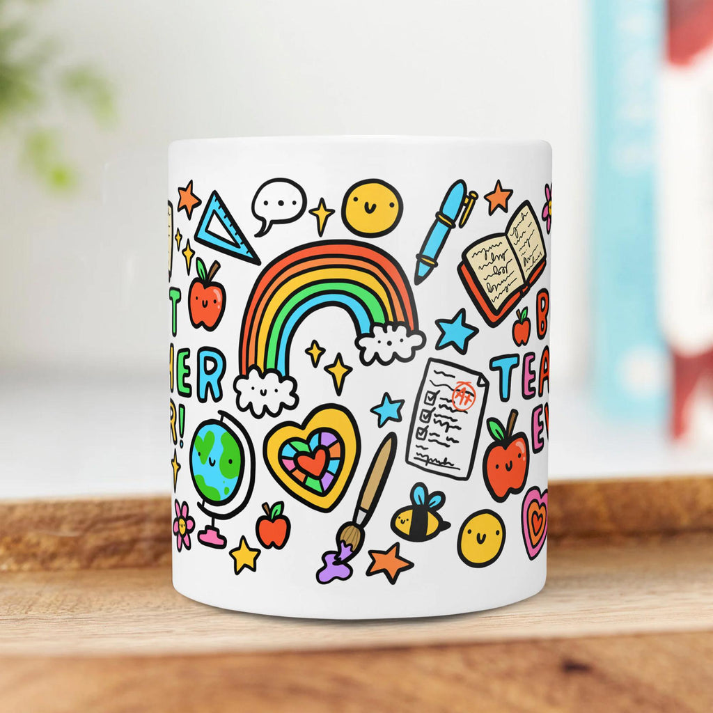 Best Teacher Ever Mug | Motivational Ceramic Cup | Arrow Gift Co | Thank You Gift, End Of School Gift For Teacher, From Student | Appreciation Gift