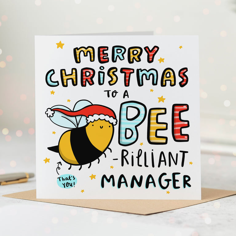 Manager Bee-rilliant Christmas Card