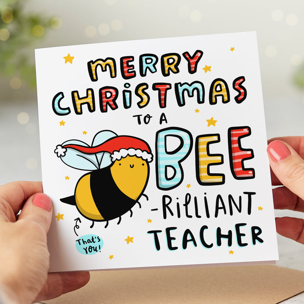 Teacher Bee-rilliant Christmas Card