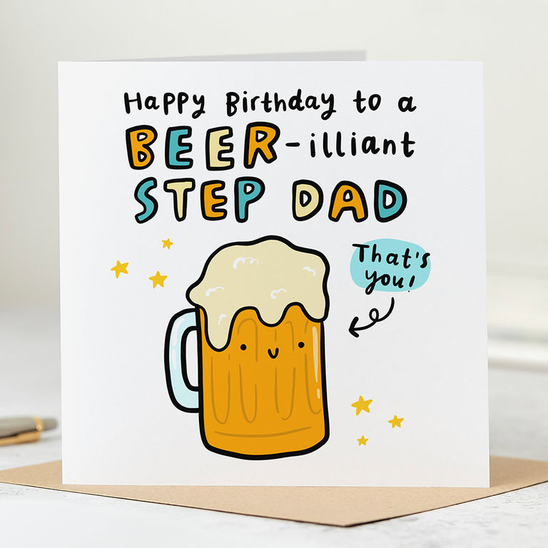 Beer-illiant Step Dad Birthday Card