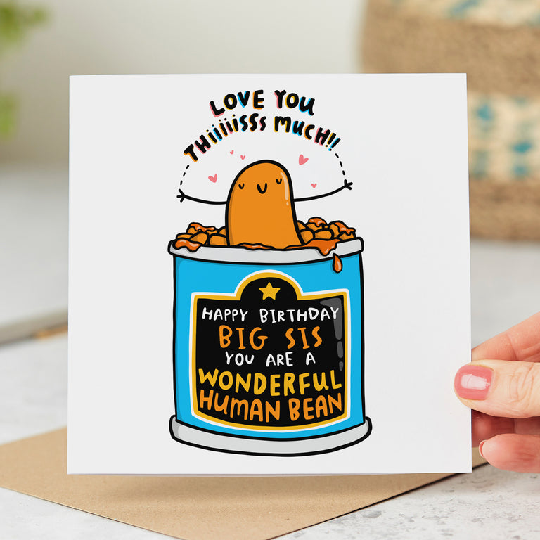 Big Sis Wonderful Human Bean Birthday Card