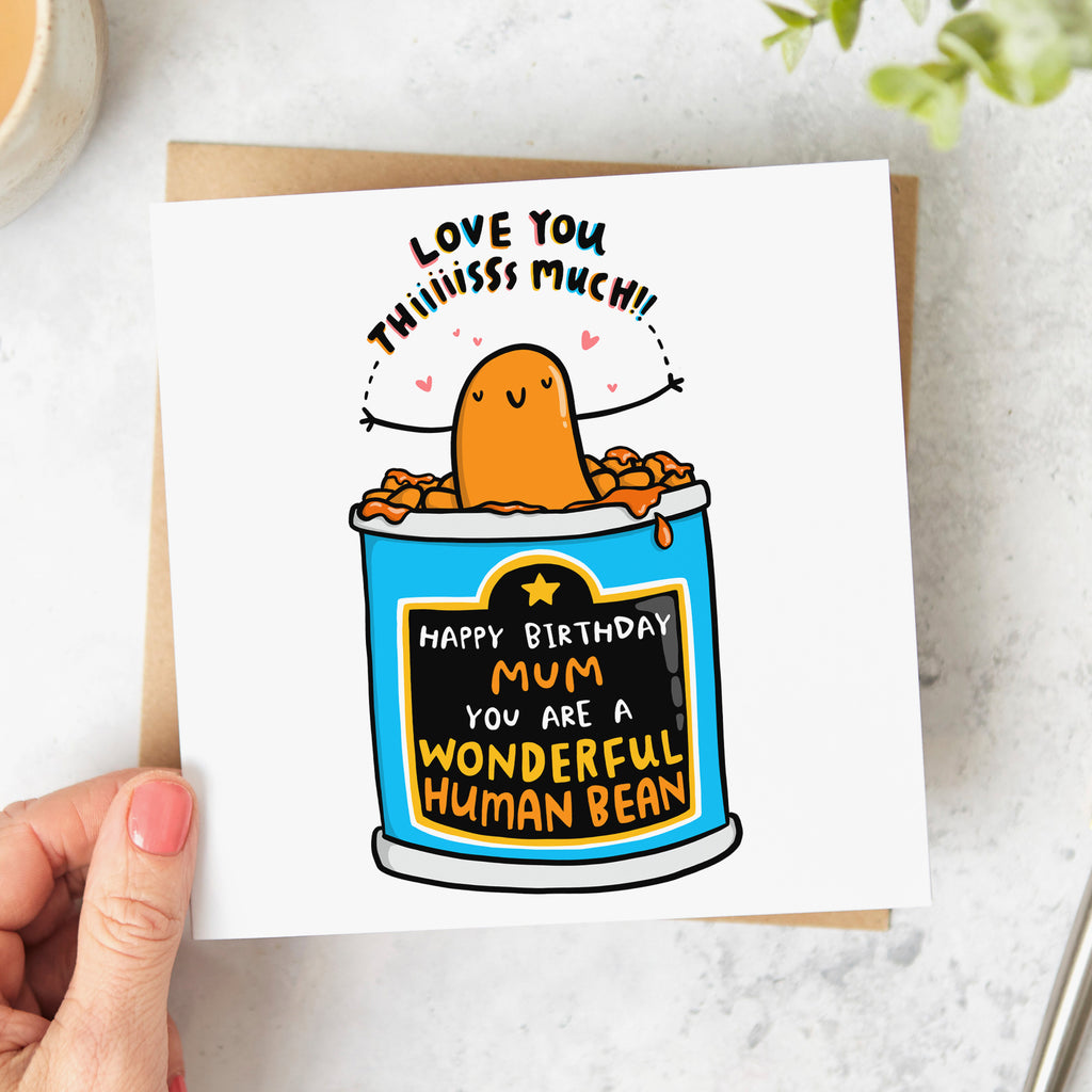 Mum Wonderful Human Bean Birthday Card