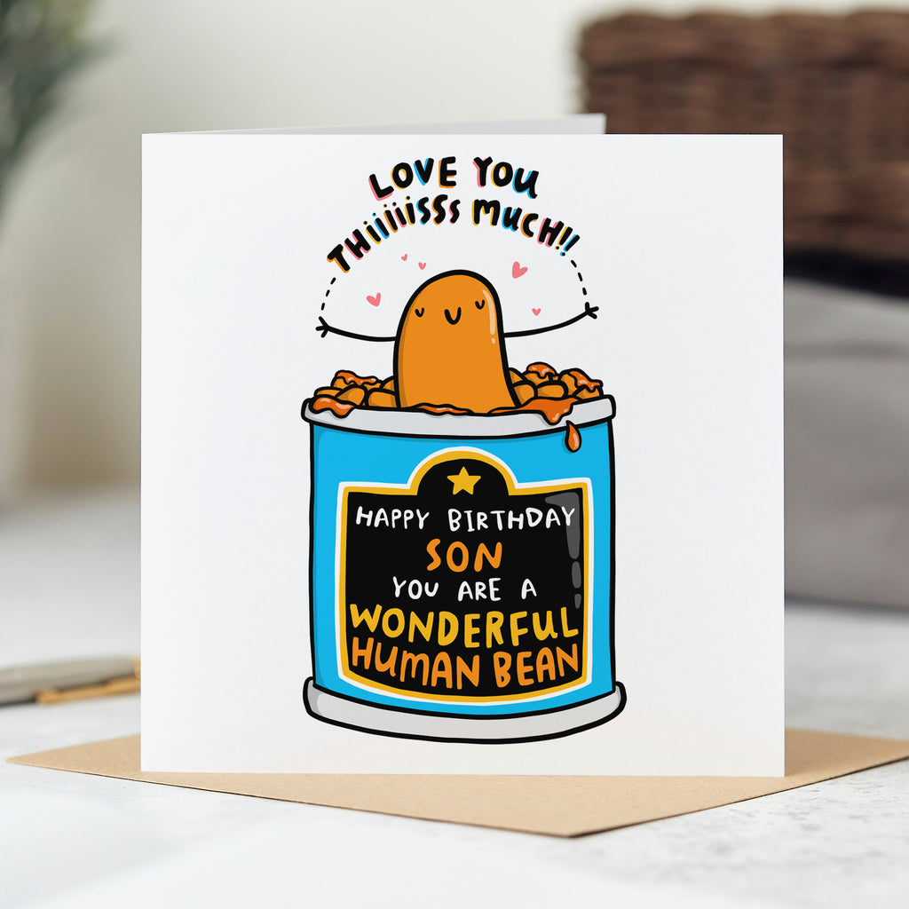 Son Wonderful Human Bean Birthday Card