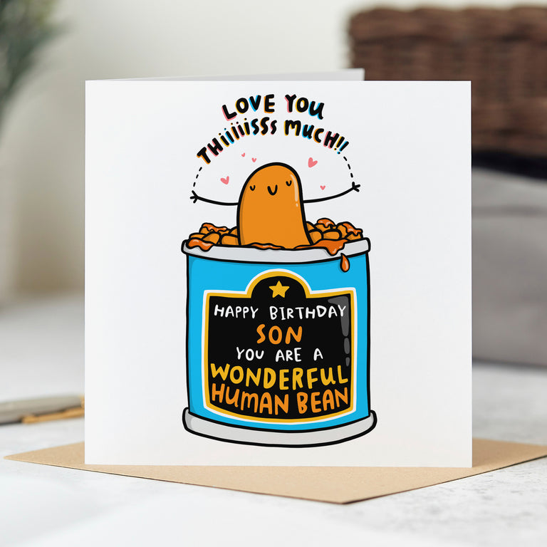 Son Wonderful Human Bean Birthday Card