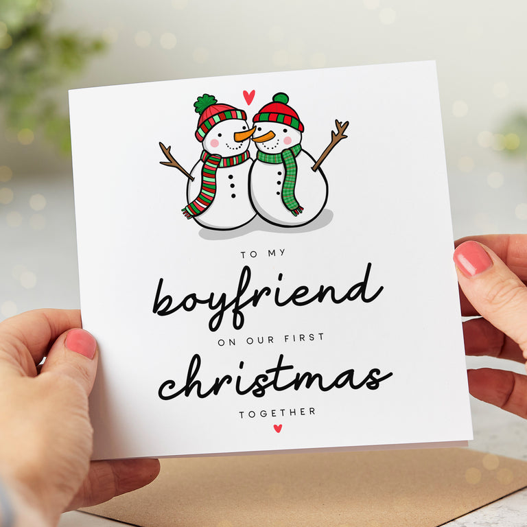Boyfriend First Christmas Snow Couple Card
