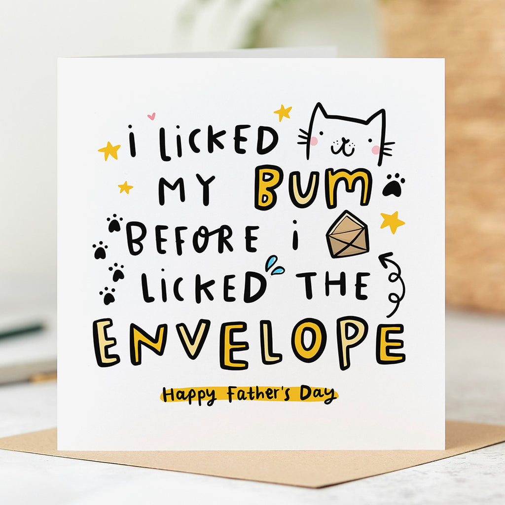 Cat Licked The Envelope Father's Day Card