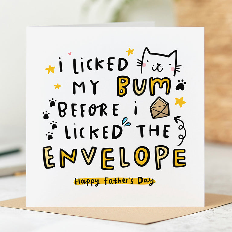 Cat Licked The Envelope Father's Day Card
