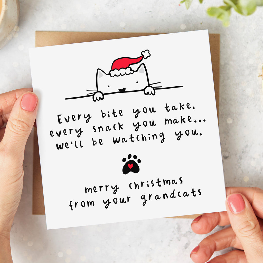 Grandcats Watching You Christmas Card