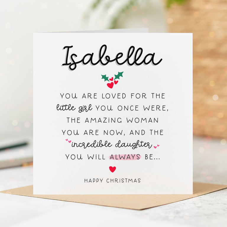Daughter is Incredible - Personalised Christmas Card