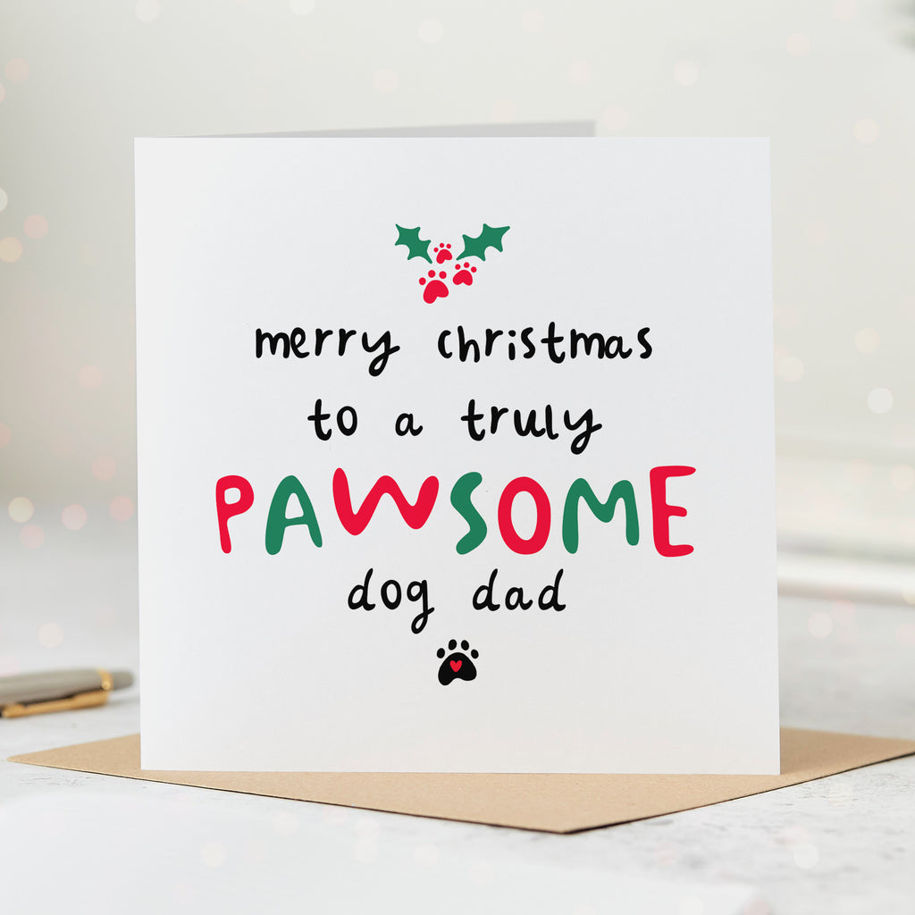 Dog Dad Pawsome Christmas Card