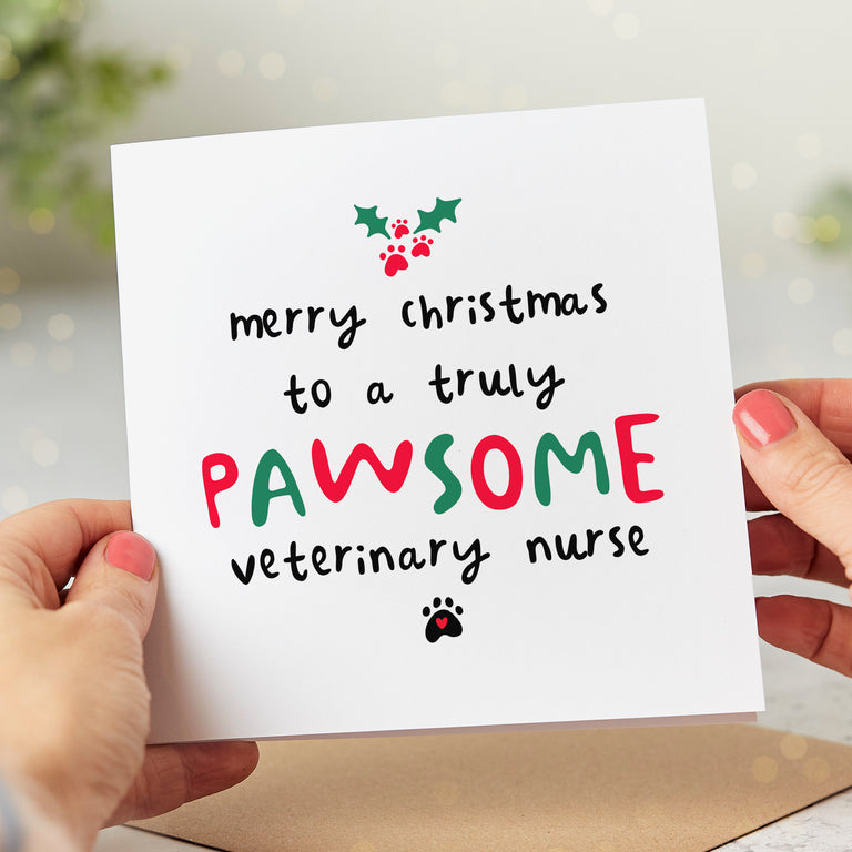 Veterinary Nurse Pawsome Christmas Card
