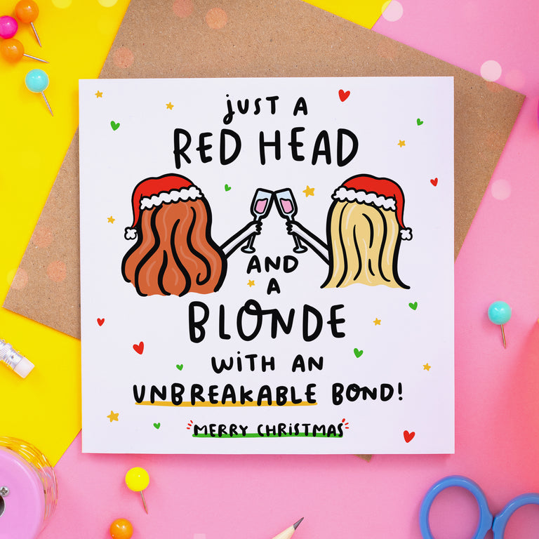 Red Head and Blonde Christmas Card