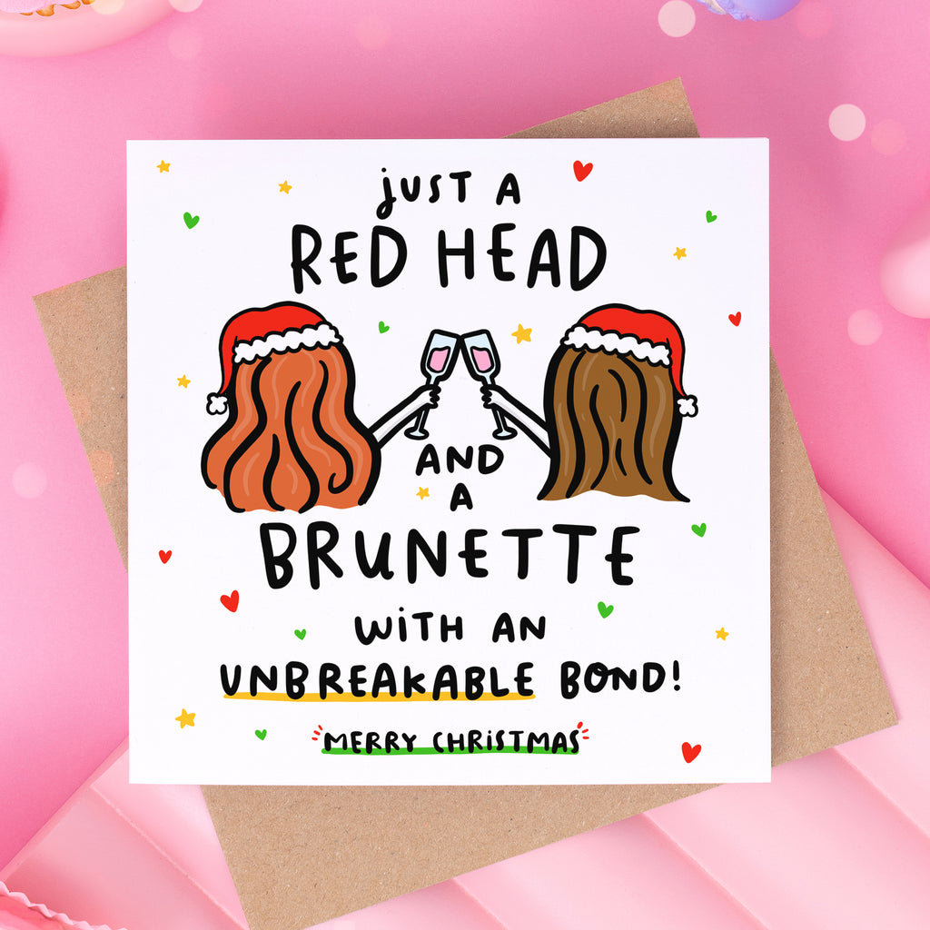 Red Head and Brunette Christmas Card