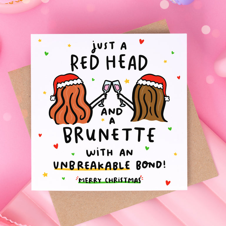 Red Head and Brunette Christmas Card
