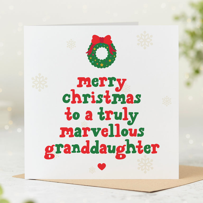 Granddaughter Truly Marvellous Christmas Card