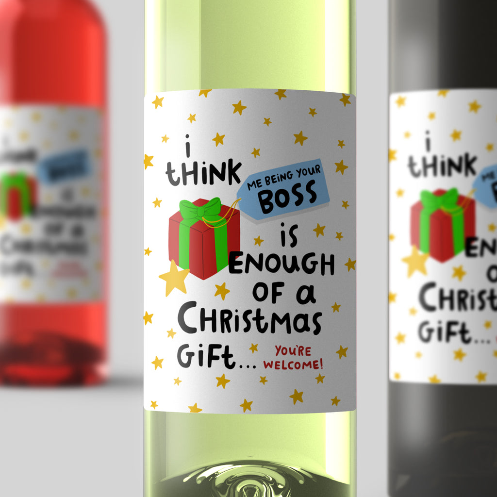 Personalised Christmas Wine Label - Boss Enough