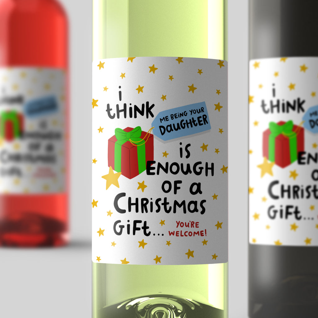 Personalised Christmas Wine Label - Daughter Enough