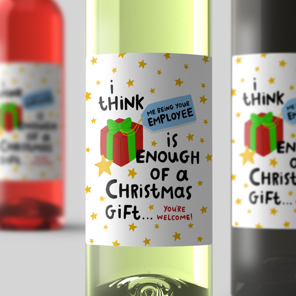 Personalised Christmas Wine Label - Employee Enough