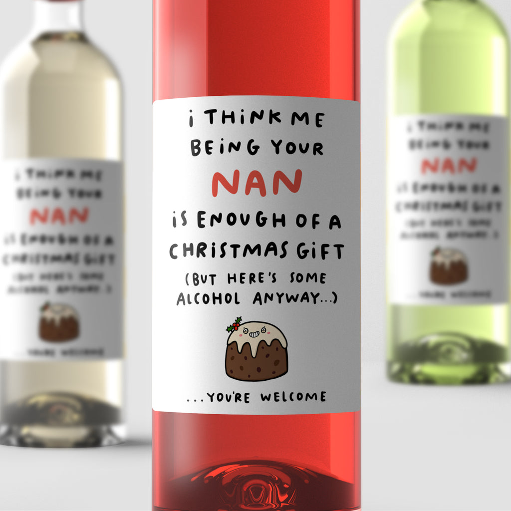 Nan Enough Christmas Wine Label