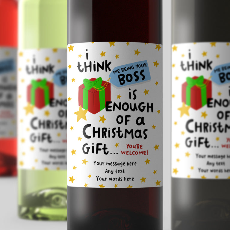 Personalised Christmas Wine Label - Boss Enough