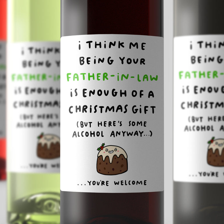 Father-in-law Enough Christmas Wine Label