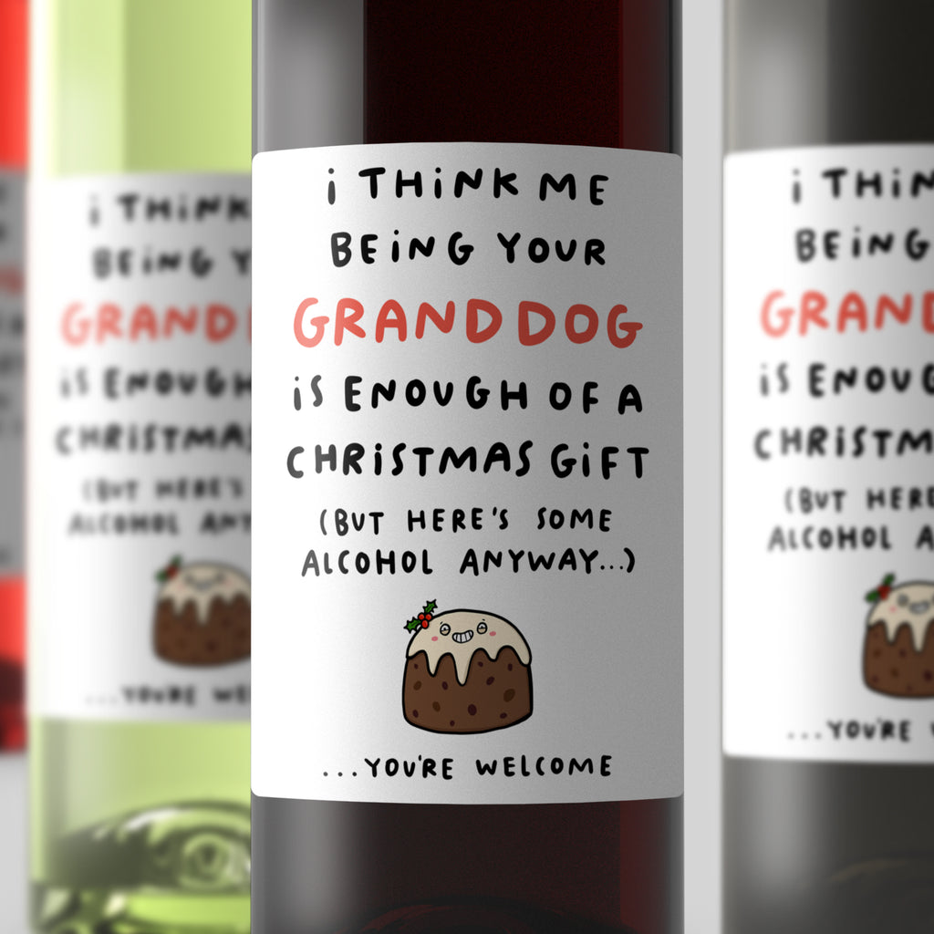 Granddog Enough Christmas Wine Label