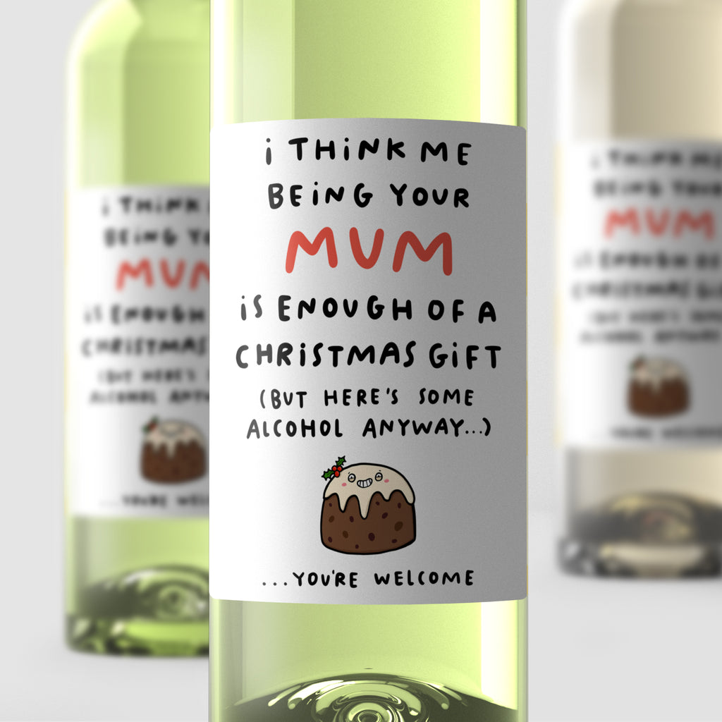 Mum Enough Christmas Wine Label