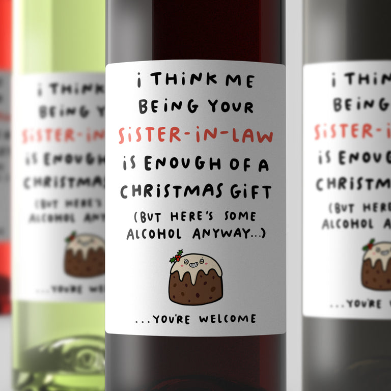 Sister-in-Law Enough Christmas Wine Label