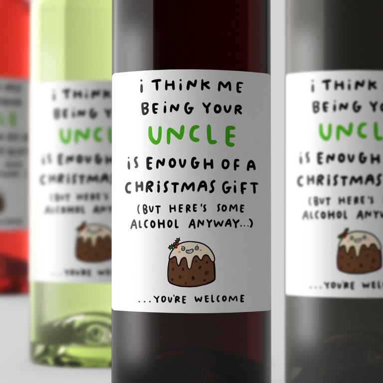 Uncle Enough Christmas Wine Label