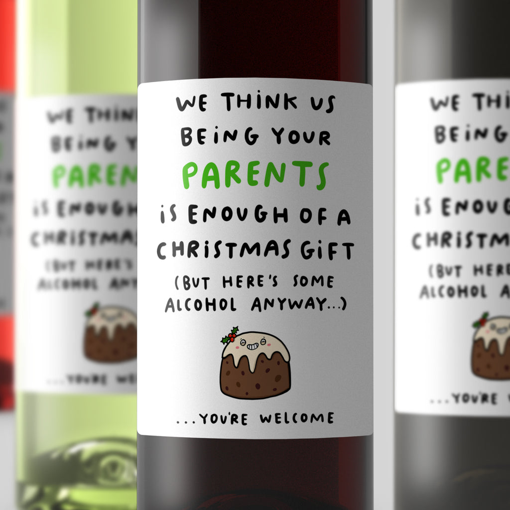 Parents Enough Christmas Wine Label