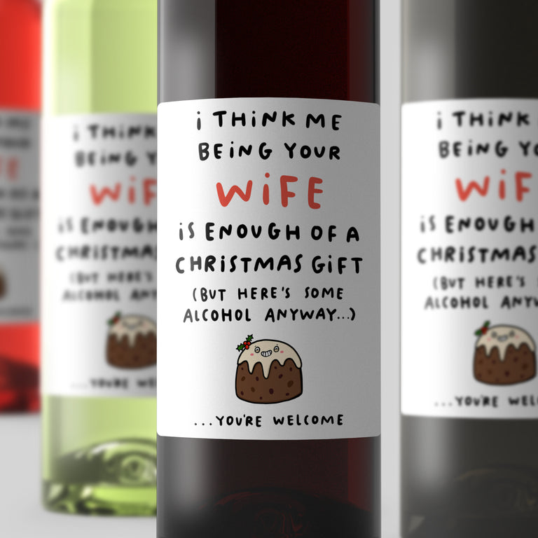 Wife Enough Christmas Wine Label