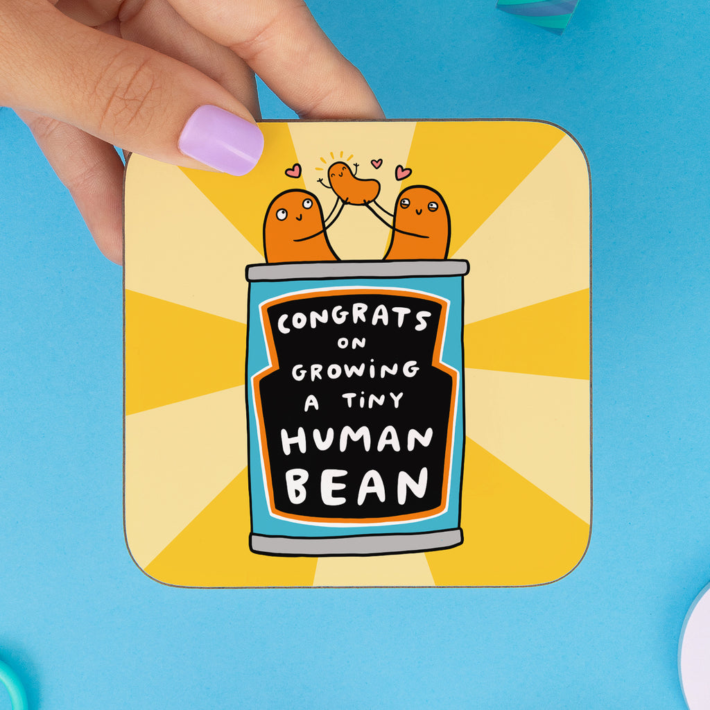 Growing A Tiny Human Bean Coaster