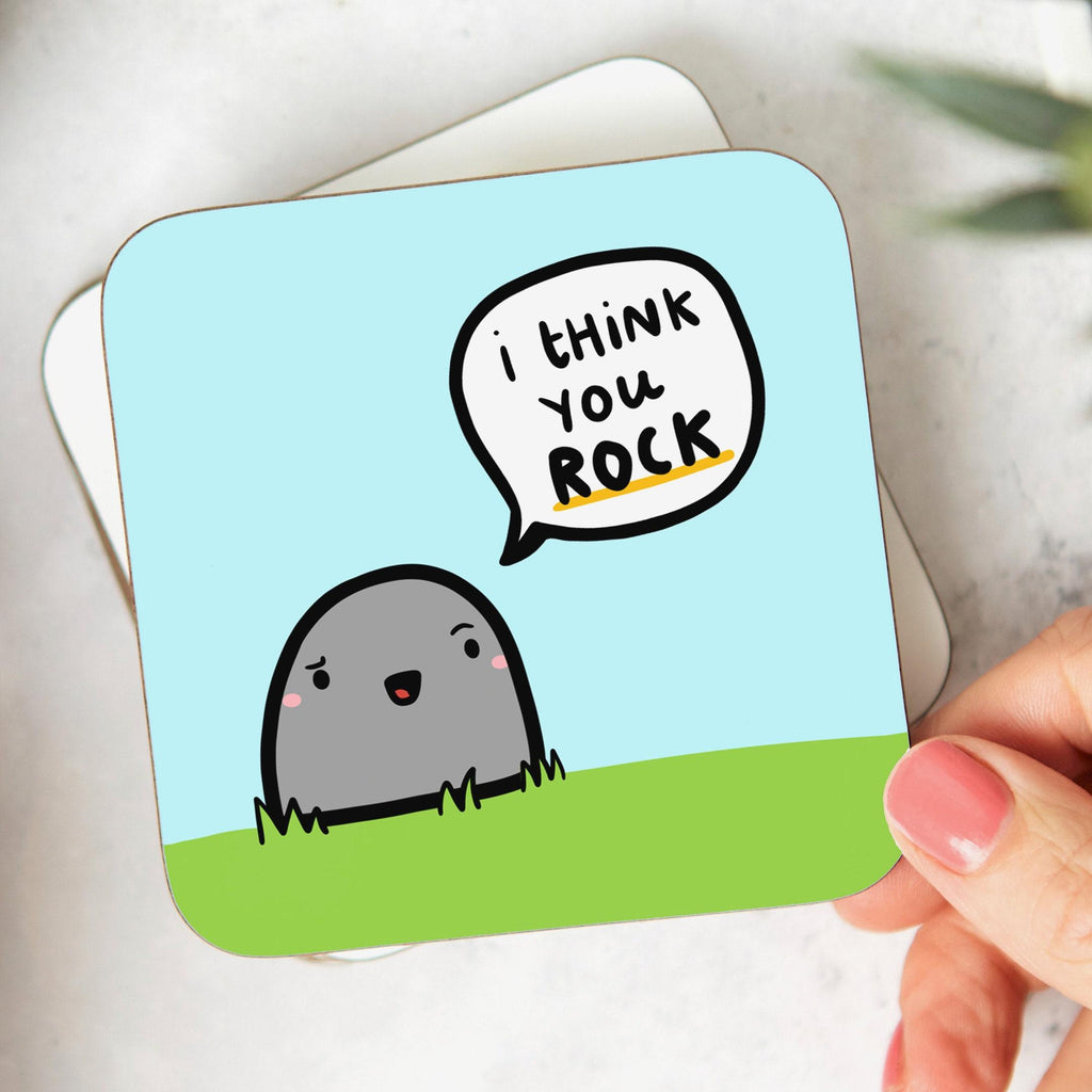 I Think You Rock Coaster - Funny Birthday Gift, Thank You Gift, Friendship Gift, Teacher, Doctor, Nurse, Best Friend, Coworker, Appreciation