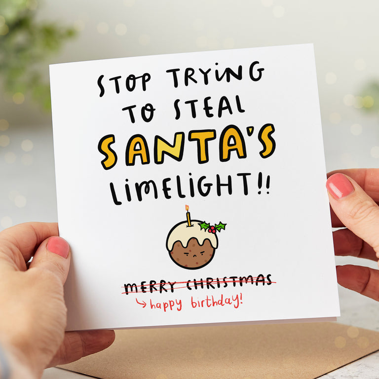 Santa's Limelight December Birthday Card
