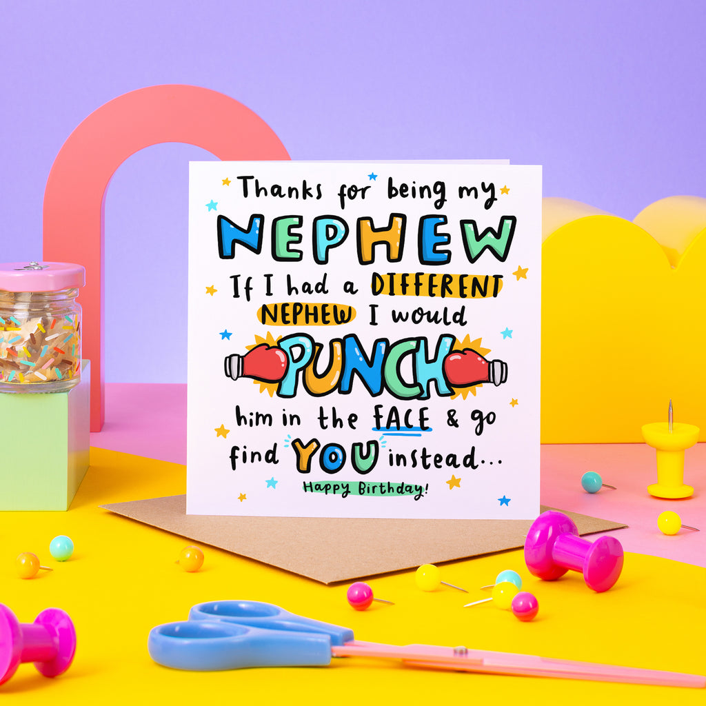 Nephew Punch In The Face Birthday Card