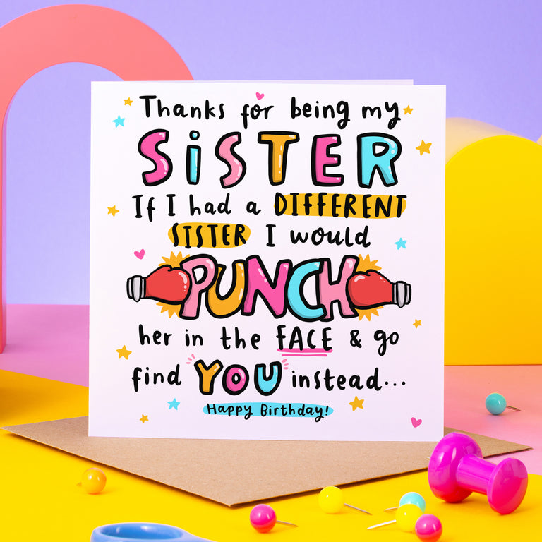 Sister Punch In The Face Birthday Card