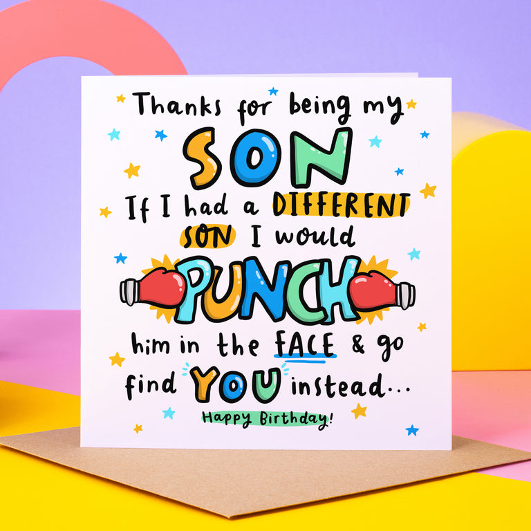 Son Punch In The Face Birthday Card