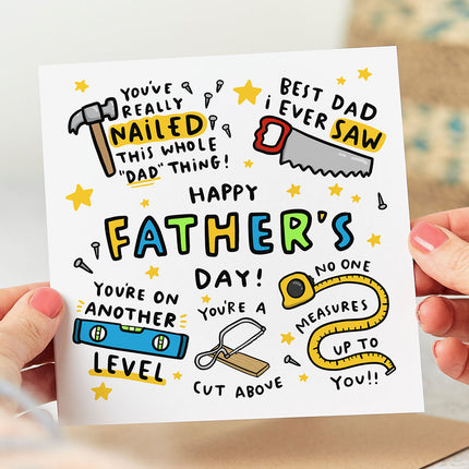 Funny Father's Day card with a selection of DIY puns.