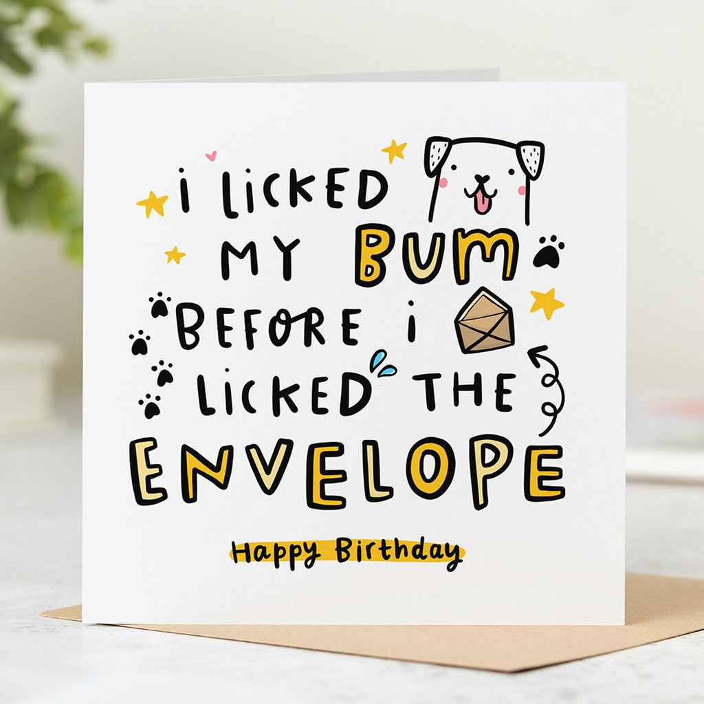 Dog Licked the Envelope Birthday Card
