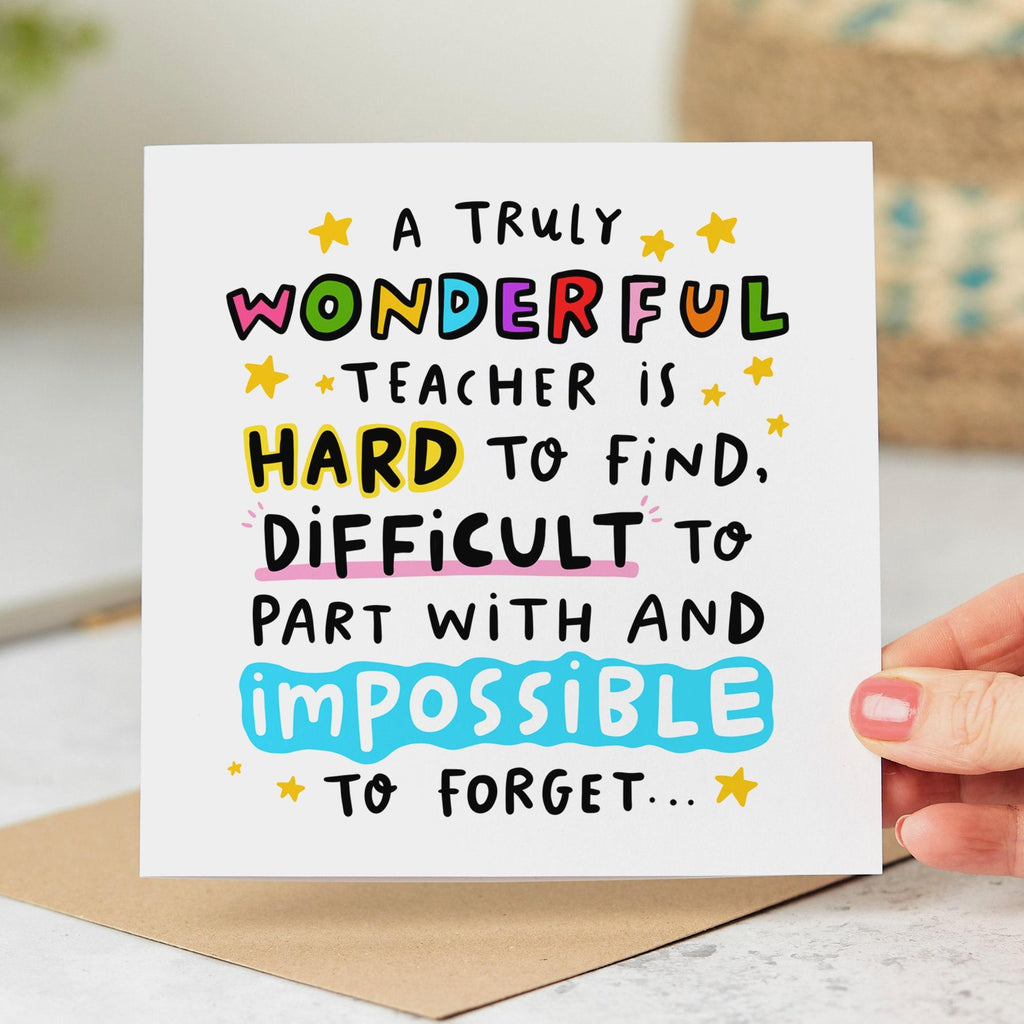 A Truly Wonderful Teacher Is Hard To Find - Teacher Thank You Card