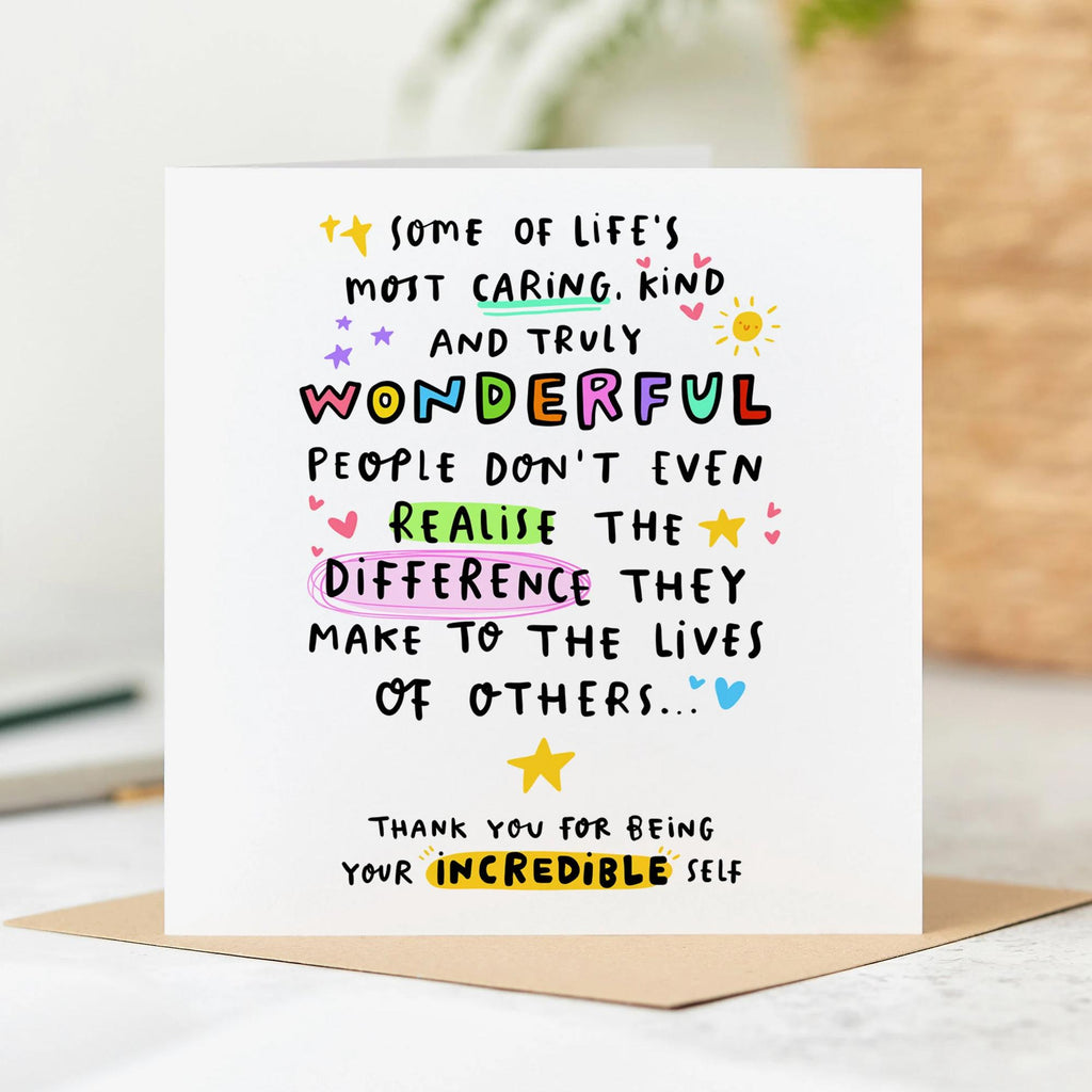 Incredible Self Card - Arrow Gift Co - Positivity, Thank You, Appreciation - Thinking Of You - For Doctor, Nurse, Teacher, Carer, Colleague, Friend, Tutor