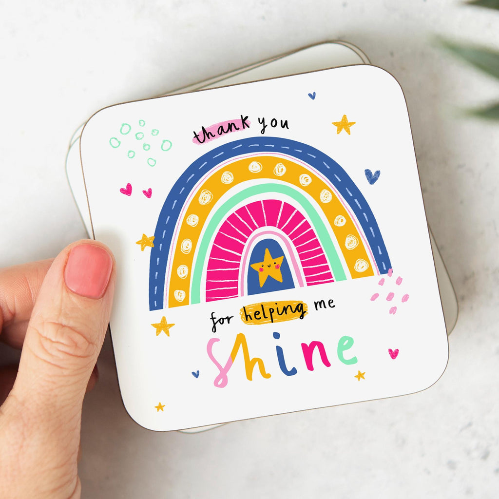 Thank You For Helping Me Shine Coaster - Thank You Gift, Appreciation, For Teacher, Mentor