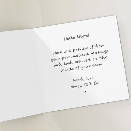 Example image of a personalised message inside a greeting card.
