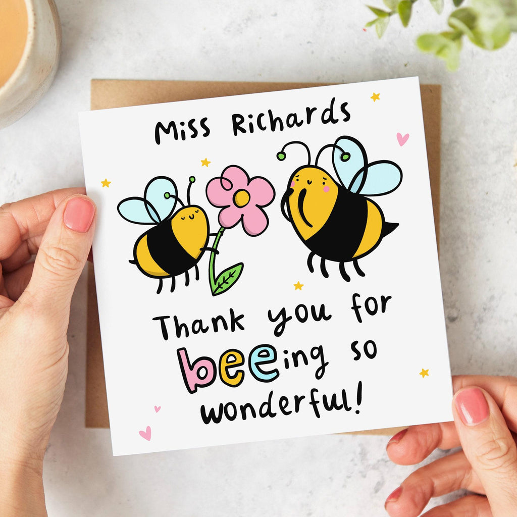 Teacher Card, Thank You for Bee-ing so Wonderful - Thank You Card for Teacher