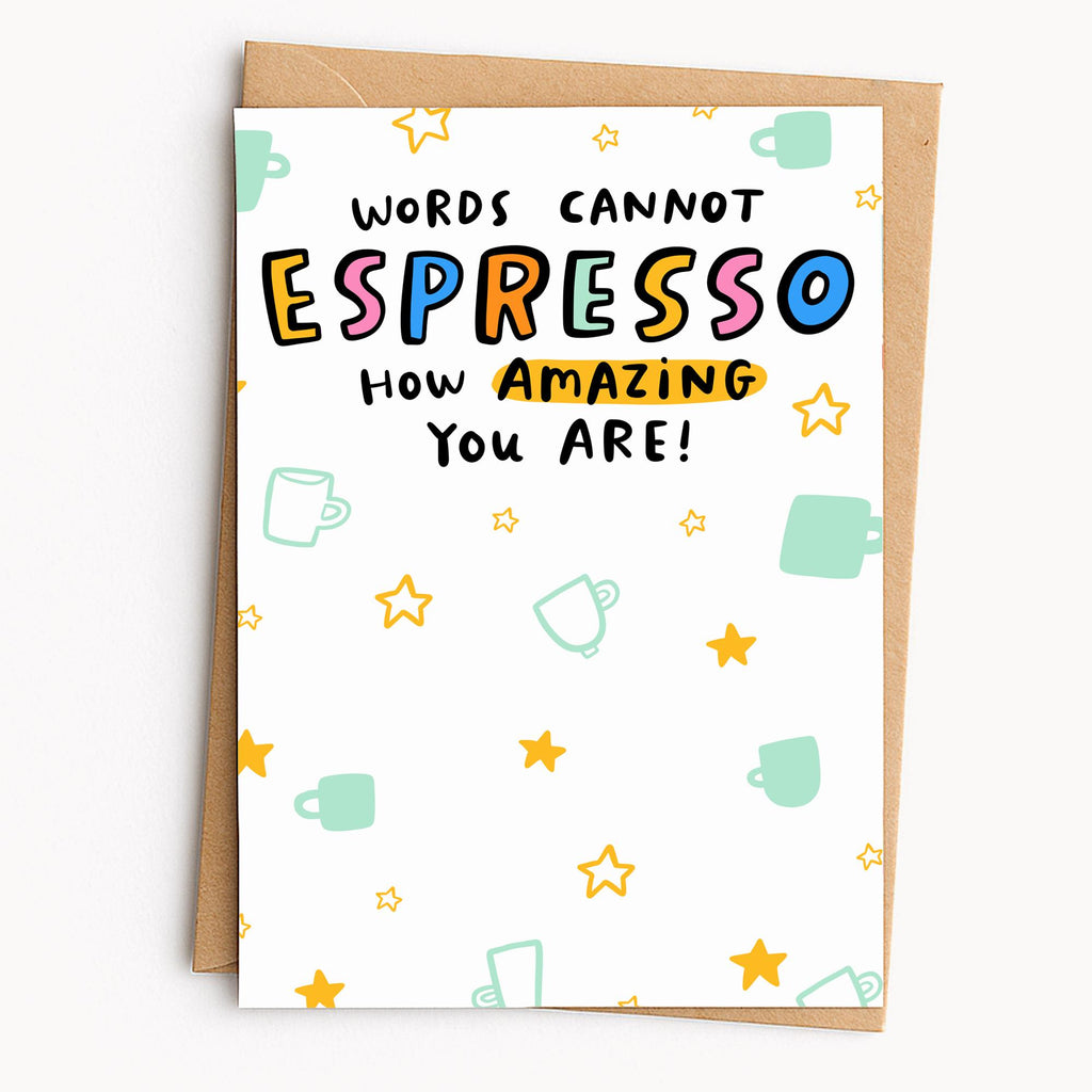 Words Cannot Espresso Gift Card Holder - Funny Teacher Gift - Coffee Lover, Employee, Friend, Colleague, Teacher Thank You, Appreciation End of School Gift - For Teaching Assistant, Nursery, Daycare, Childminder, Head Teacher, Tutor, Coach, Mentor, SENCO