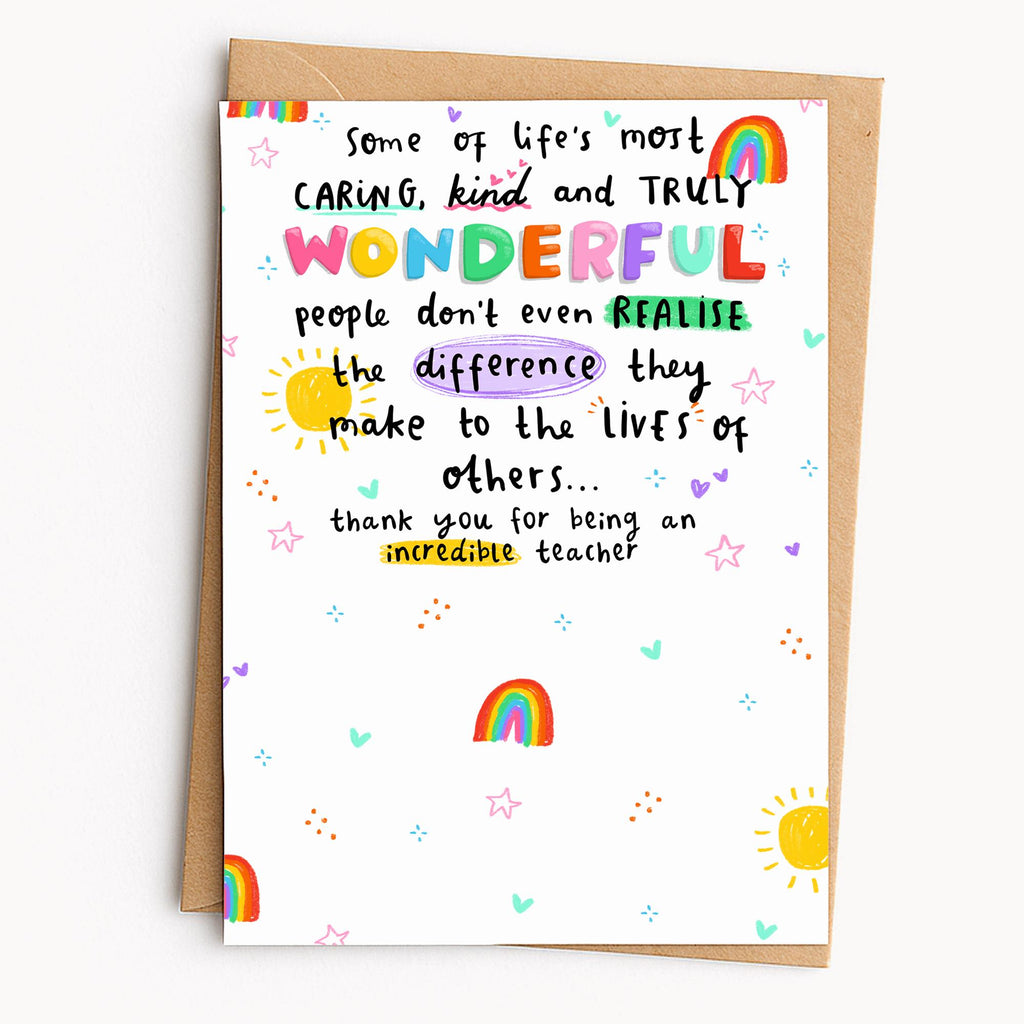 Teacher Gift Card Holder - Thank You For Being An Incredible Teacher - Teacher Thank You, Appreciation End of School Gift - For Teaching Assistant, Nursery, Daycare, Childminder, Head Teacher, Tutor, Coach, Mentor, SENCO - Unique End of School Gift