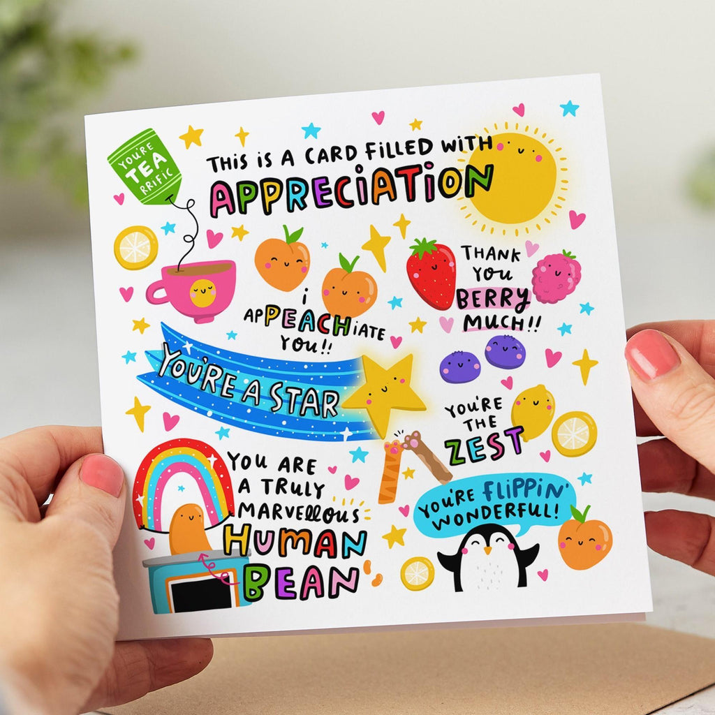 Fun Thank You Card Pack | Bundle of 5 Greeting Cards | Appreciation, For Friend, Teacher, Colleague, Nurse, Doctor
