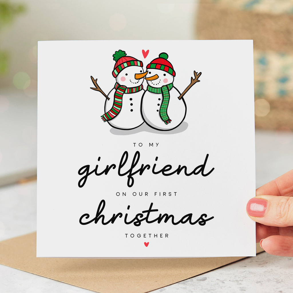 Girlfriend First Christmas Snow Couple Card