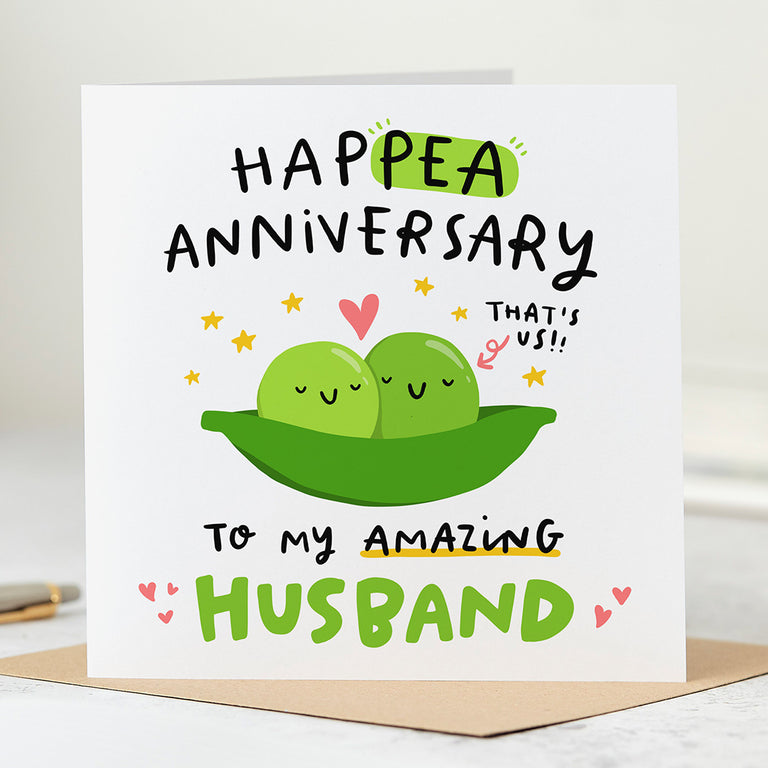 Husband Hap-pea Anniversary Card
