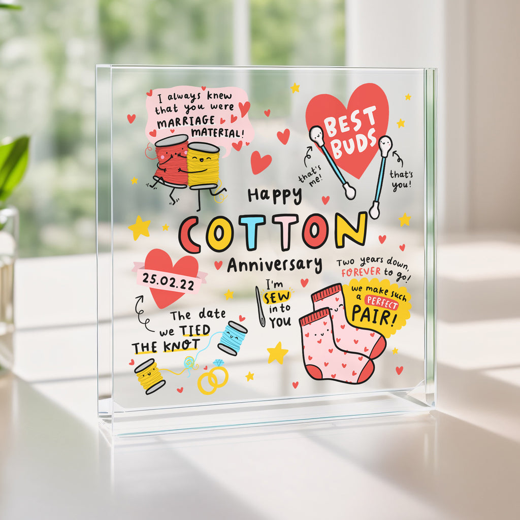 Personalised Acrylic Block - Happy Cotton Anniversary